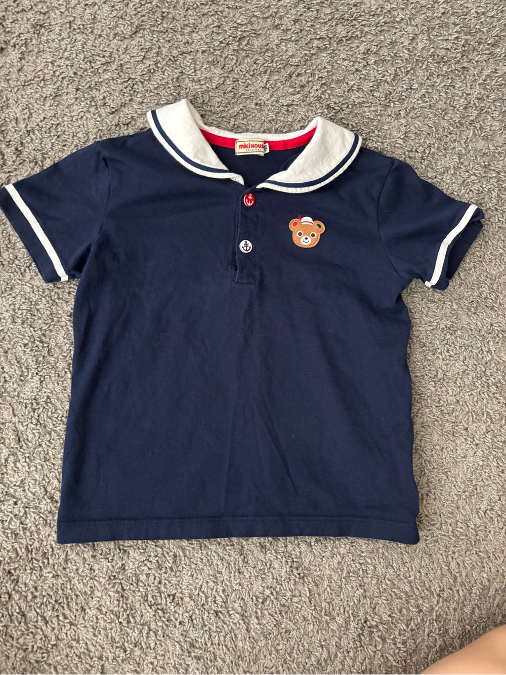 ✨ Vintage 90s Miki House Sailor Bear Polo – Size 120 / Kids 5-6T 🧸⚓️